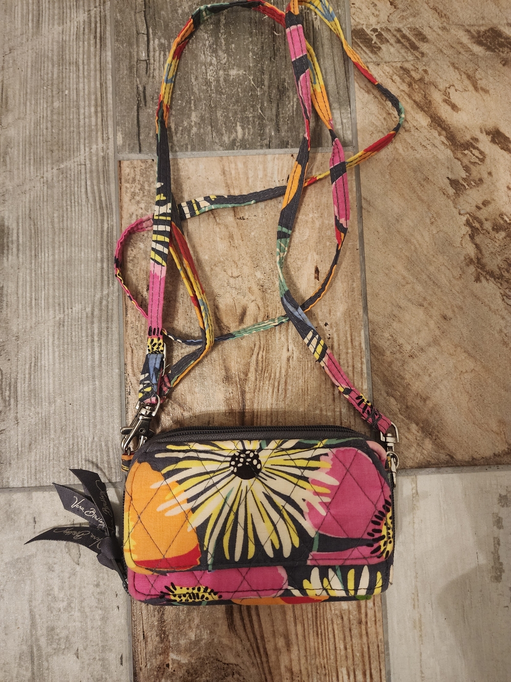 Vera Bradley Retired "Jazzy Blooms" Pink Multi Floral Compact Crossbody Bag NWOT